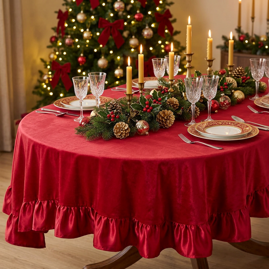 TOVAGLIA IN VELLUTO CON ROUSHES MISURA 150x270 COLORE ROSSO
