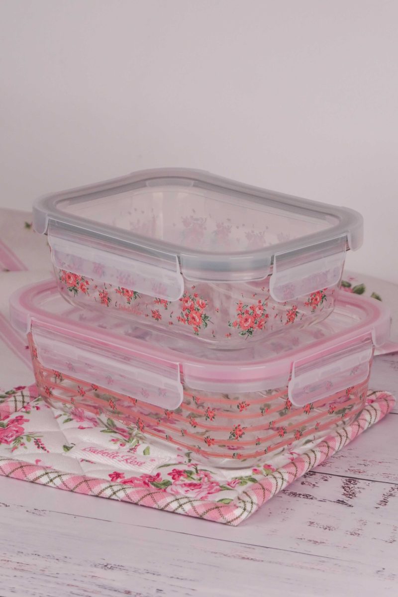 Set di due contenitori in vetro con coperchio Bella 640 ml e 1050 ml Isabelle Rose