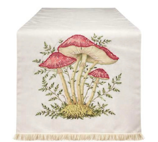 Runner decoro funghi caldo autunno misura 160x45
