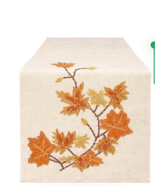 Runner con ricamo autunnale 100% cotone mis 160x45