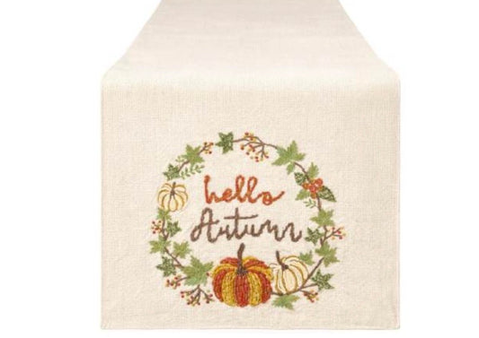 RUNNER DECORO HELLO AUTUNN 100% cotone mis 160x45