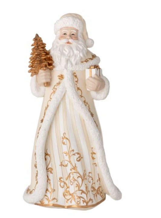 BABBO NATALE ELEGANTE CON ABITO NEL COLORE ORO IN RESINA MISURA 16x12,5x31 NN/87