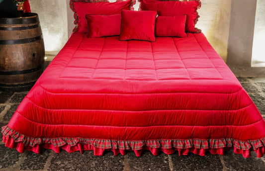 TRAPUNTA IN VELLUTO 300 GM CON ROUSHES TARTAN