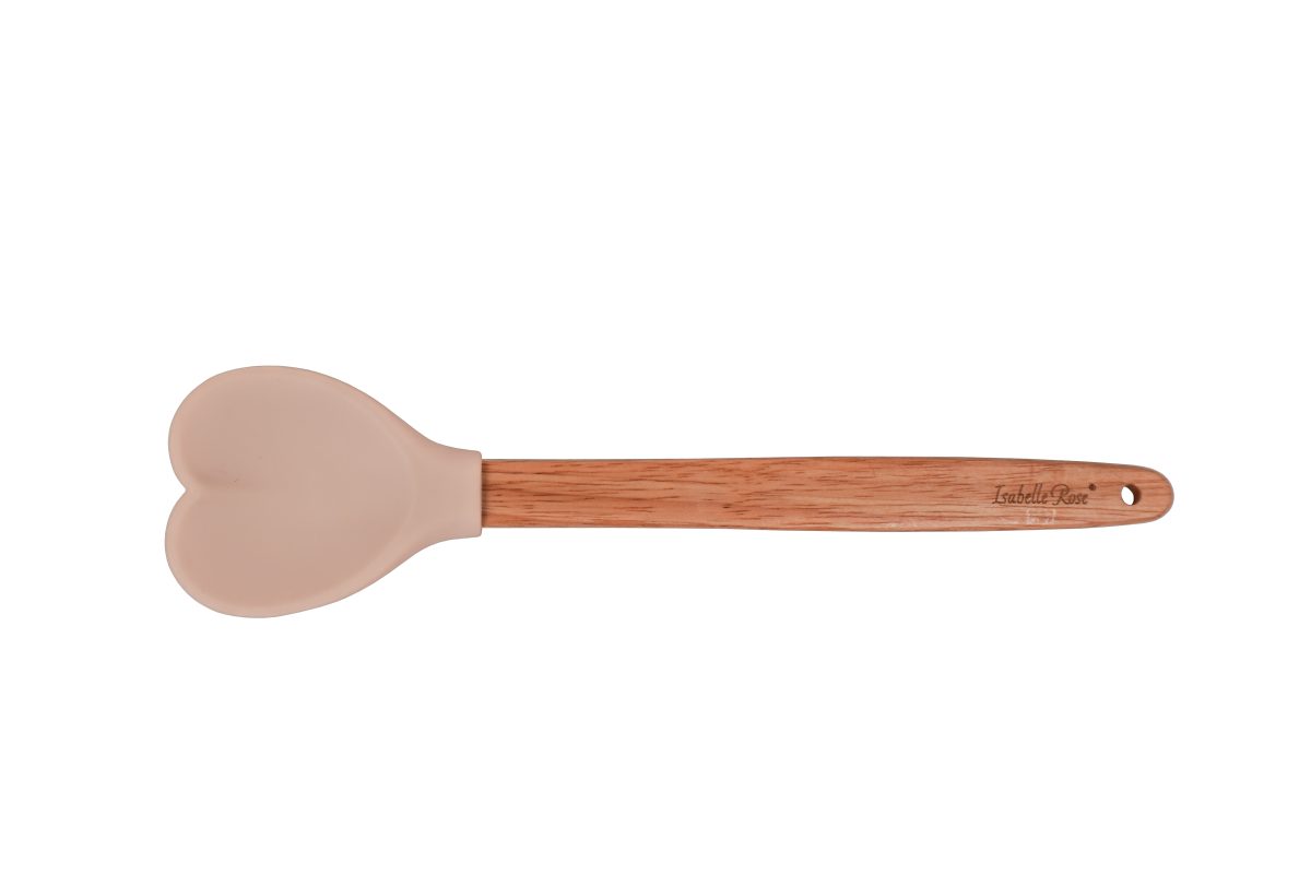 Cucchiaio in silicone beige a forma di cuore in legno Isabelle Ros