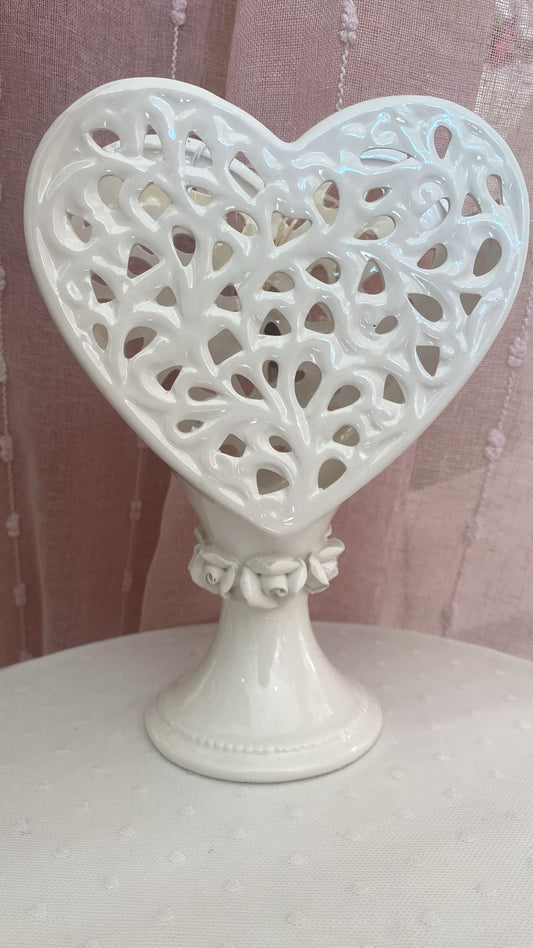 PORTA CANDELA A CUORE L'ARTE DI NACCHI KF14 H 20CM L 15 CM SPES 7 CM