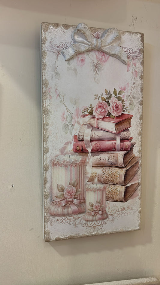 QUADRETTO CON DECORO LIBRI MIS 10X19CM