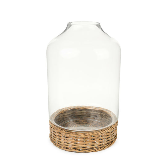 VASO IN VETRO CON BASE IN VIMINI 26X26X46 LLG250601