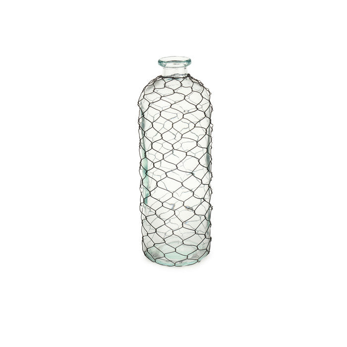 VASO IN VETRO CON RETE 10.5 X10.5 X 33.5 LLG250603