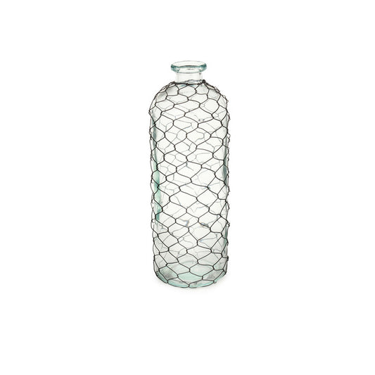 VASO IN VETRO CON RETE 10.5 X10.5 X 33.5 LLG250603