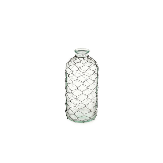 VASO IN VETRO CON RETE 10,5 X 10,5 X25,5  LLG250604