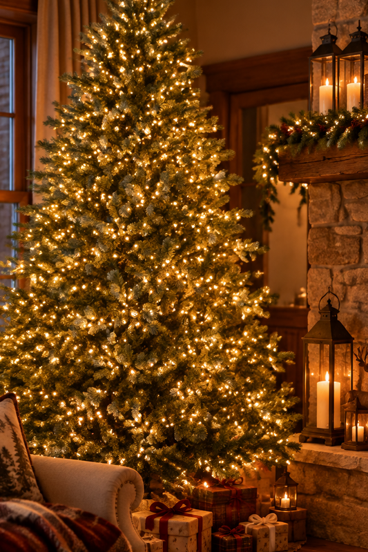 ALBERO DI NATALE REALISTICO IN PVC CON EFFETTO INNEVATO APERTURA A OMBRELLO MISURA 210 4000 LED.  21050