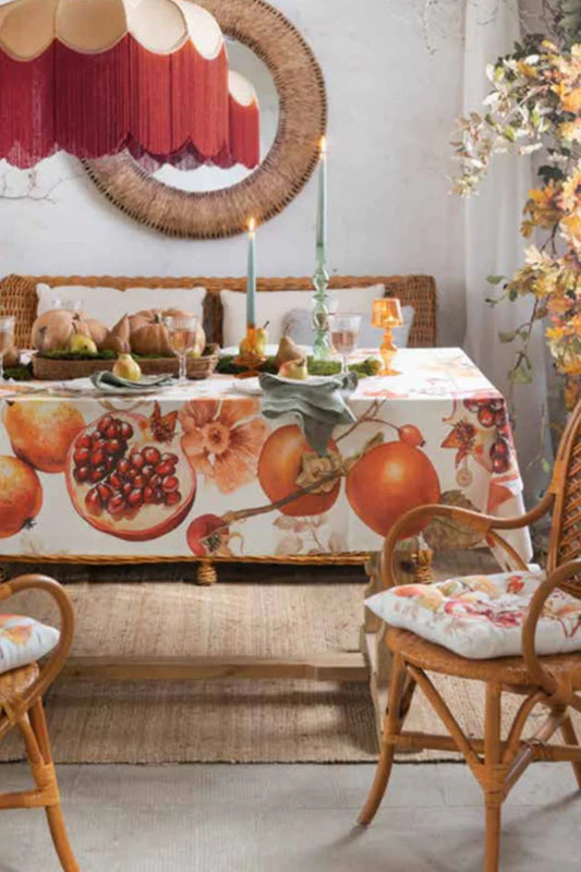 Tovaglia autunnale 150X220 BLANC MARICLO' Persimmon con pere e melograni A38351 8016012741253