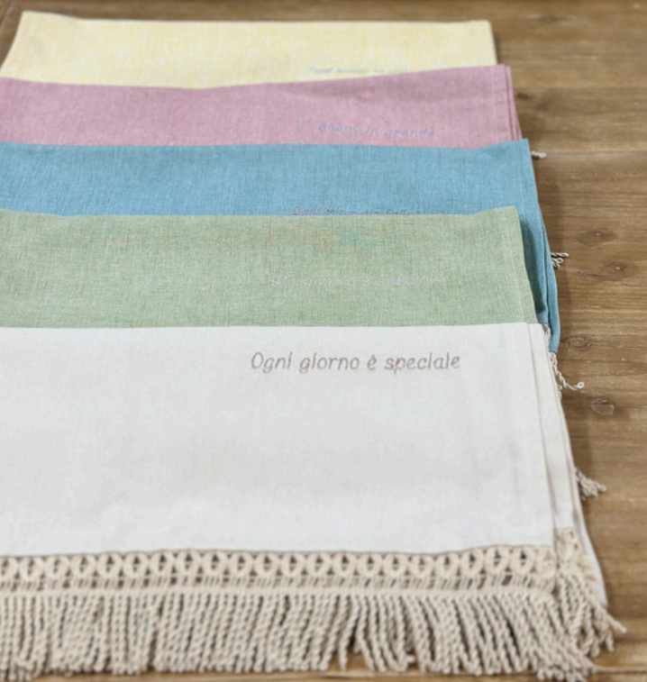 RUNNER DEDICA MATA CREAZIONE 100X40CM  (RICAMO PERSONALIZZABILE)
