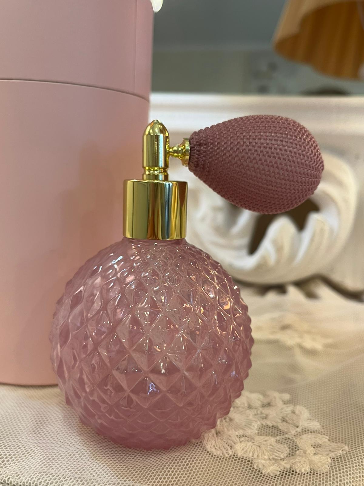 Vaporizzatore Profumo Vintage Rosa con Pompetta 10x6cm
