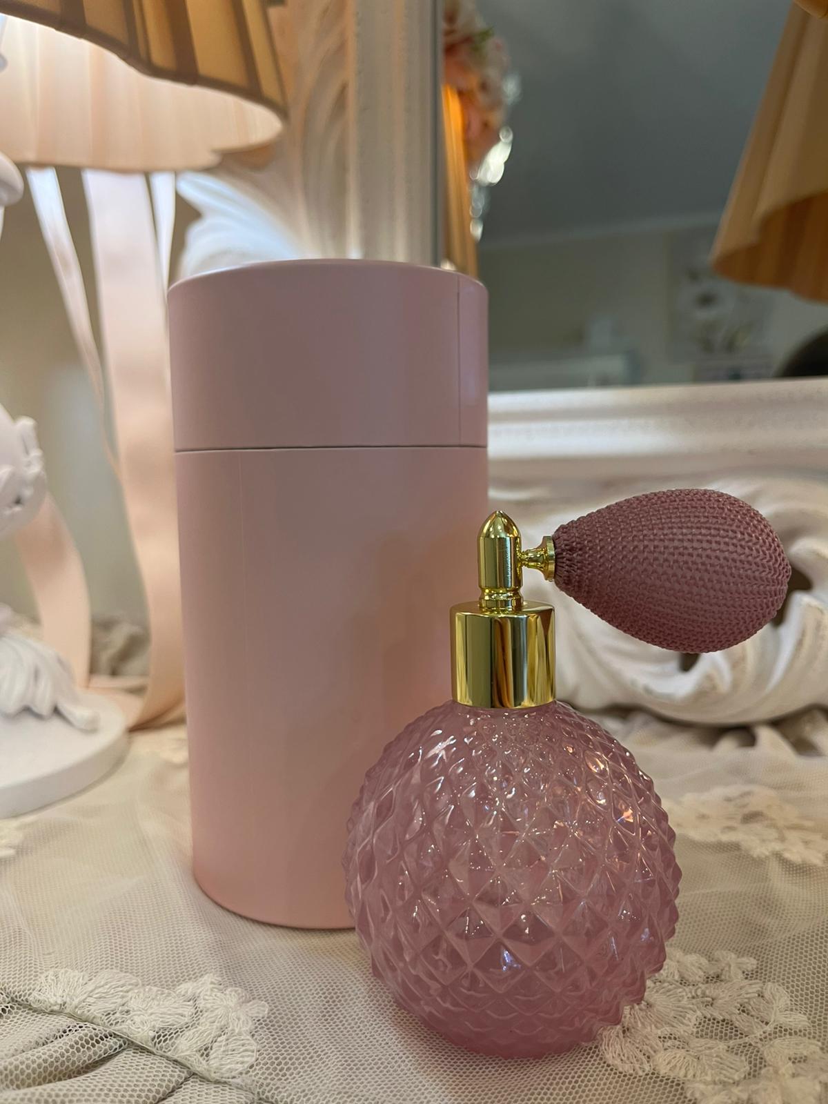 Vaporizzatore Profumo Vintage Rosa con Pompetta 10x6cm