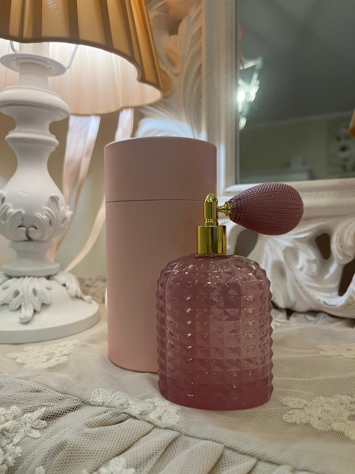 Vaporizzatore Profumo Vintage Rosa con Pompetta 12x6,5cm