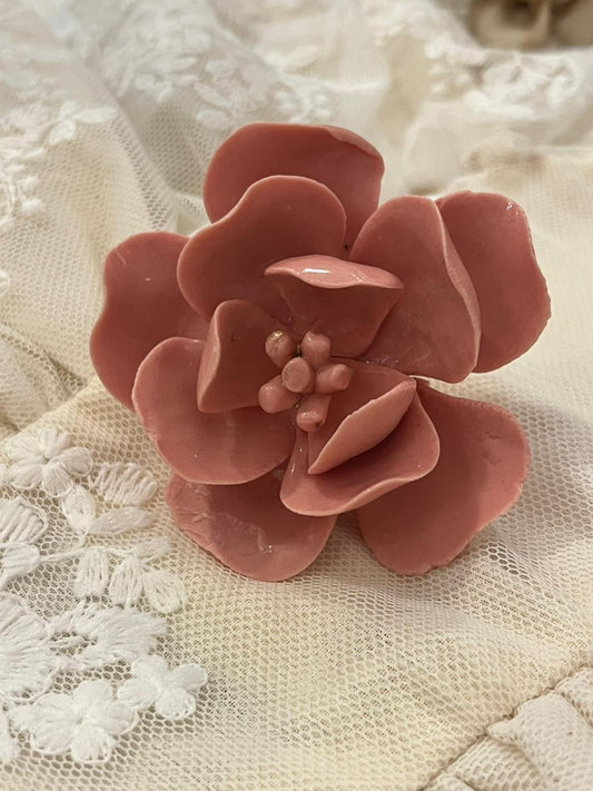 pomello decorativo in porcellana a forma di bocciolo di rosa. 6x4cm