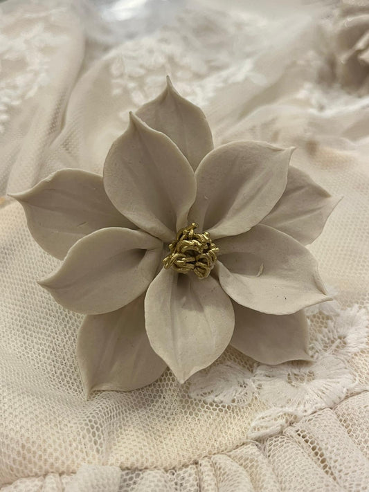 pomello decorativo in porcellana a forma di fiore. 7x3,5cm