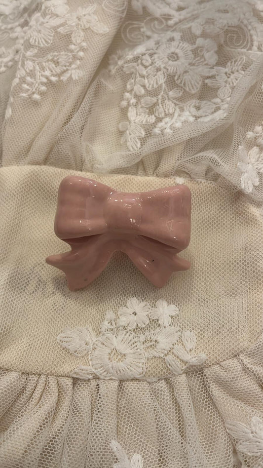 pomello decorativo in porcellana a forma di fiocco 5x5x3cm