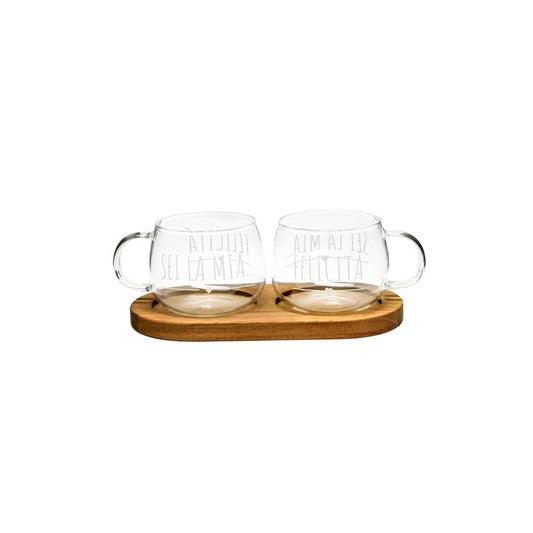 SET TAZZE VETRO BORO SEI LA MIA FELICITA' 22X11X9.5   ZHH250627