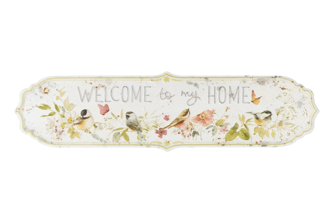 Nuvole di Stoffa Targhetta in metallo anticato da parete "Welcome Home Sweet Bear" L42xH11 cm