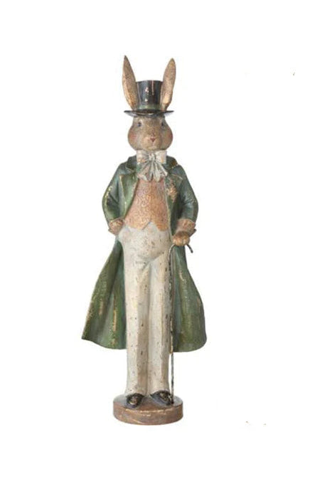 Statuina Coniglio di pasqua in resina effetto anticato 17x13xH48 cm