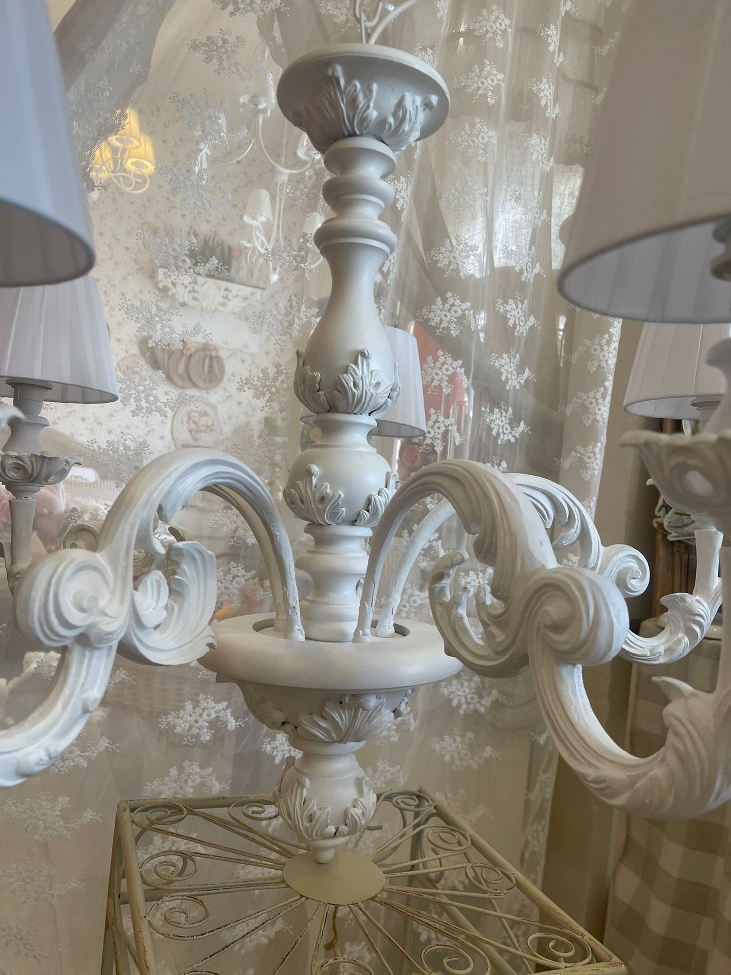 Lampadario classico a 5 fiamme in stile shabby chic