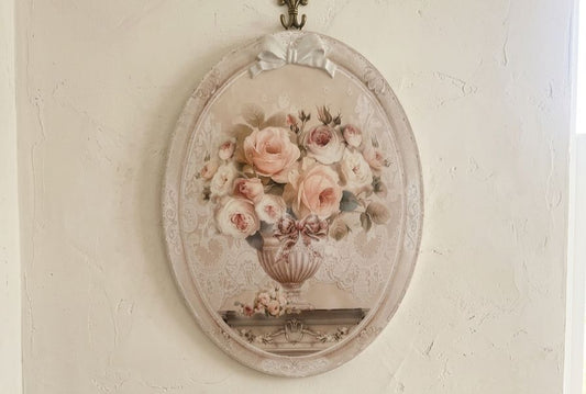 QUADRO OVALE DECORO VASO CON FIORI CESARIA ARTE 351