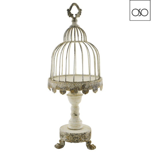 ALZATA C/COPERCHIO VINTAGE "CHARME" METALLO AVORIO 21,50 CM x H 58,00 CM