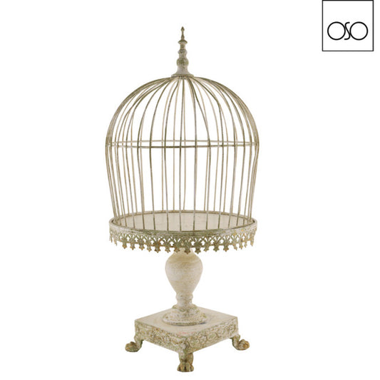 ALZATA C/COPERCHIO VINTAGE"CHANTILLY" METALLO AVORIO 32,50 CM x H 69,00 CM