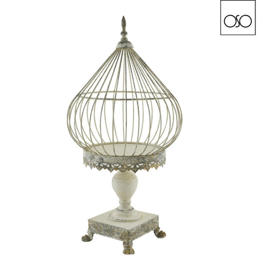 ALZATA C/COPERCHIO VINTAGE"PROVENCE" METALLO AVORIO 36,00 CM x H 69,00 CM