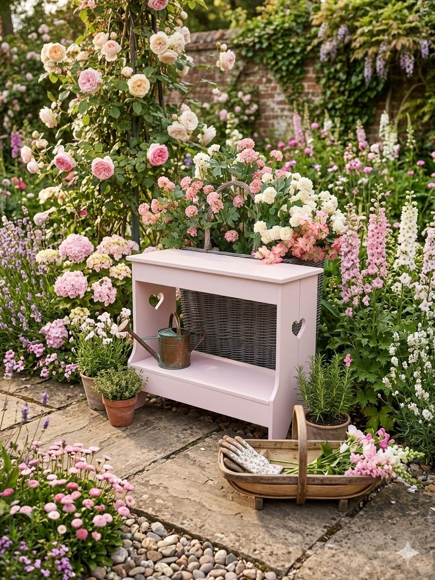 PANCA IN LEGNO COLORAZIONE ROSA 56x24x48h