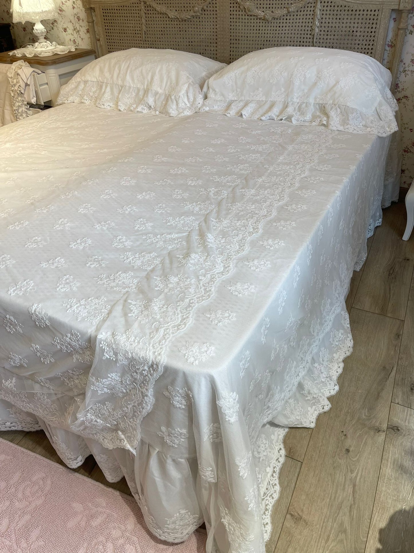 TRAPUNTA MATRIMONIALE YULIA WHITE  OFFICINA TESSILE