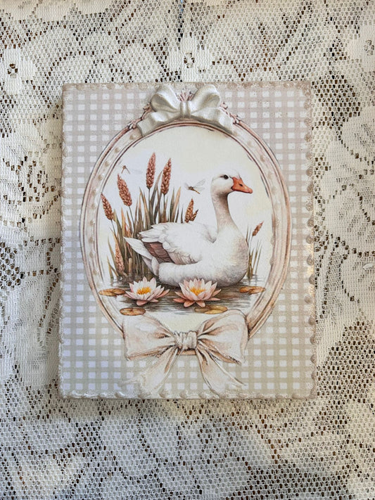 Quadro con oca e ninfee 20x25 Cesaria Arte