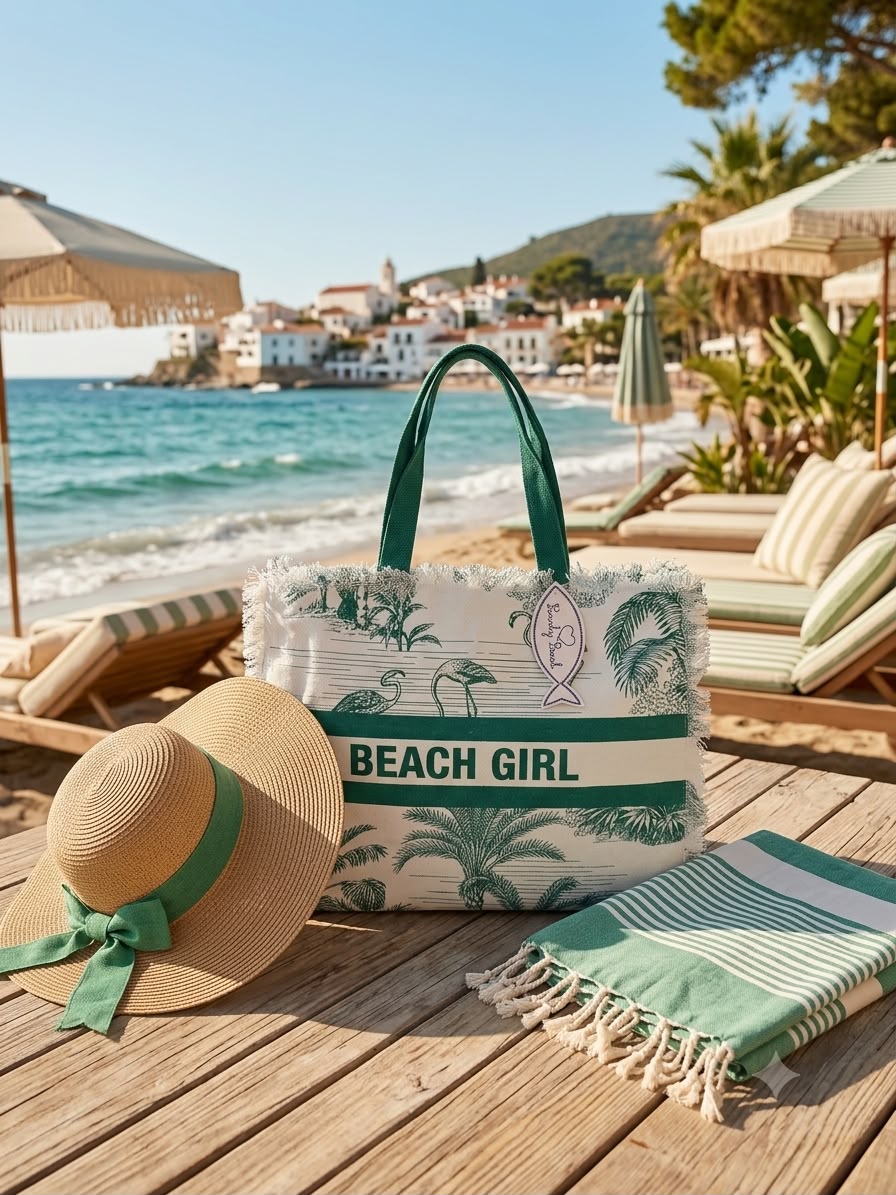 Borsa mare beach girl "LovelyShabby" verde
