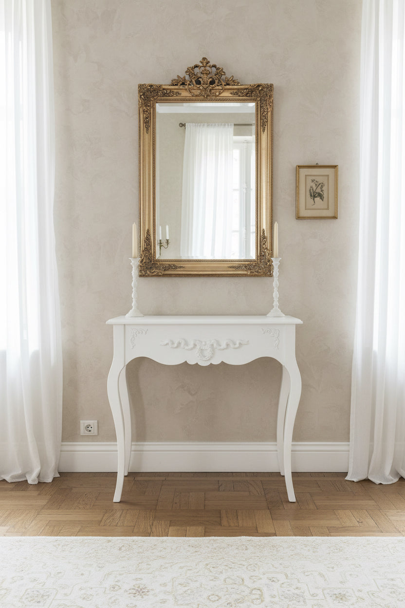 scrittoio in legno artigianale nel colore bianco