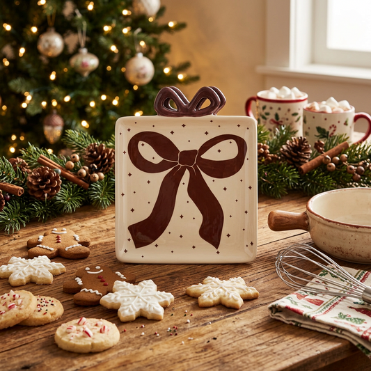 Piattino da dessert, misura 13 × 16 con fiocco colore Borgogna in promo 8€