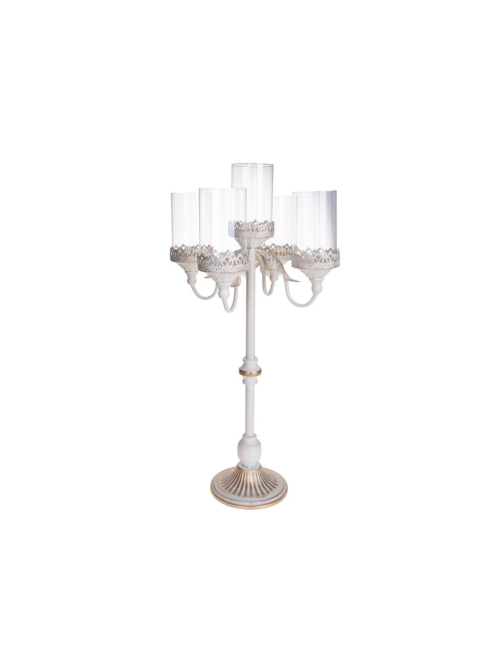 CANDELIERE 5 FIAMME BRANDANI IN METALLO E VETRO 73CM ALT CODF 80847