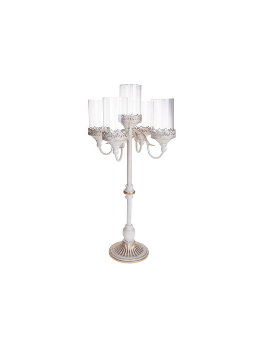 CANDELIERE 5 FIAMME BRANDANI IN METALLO E VETRO 73CM ALT CODF 80847