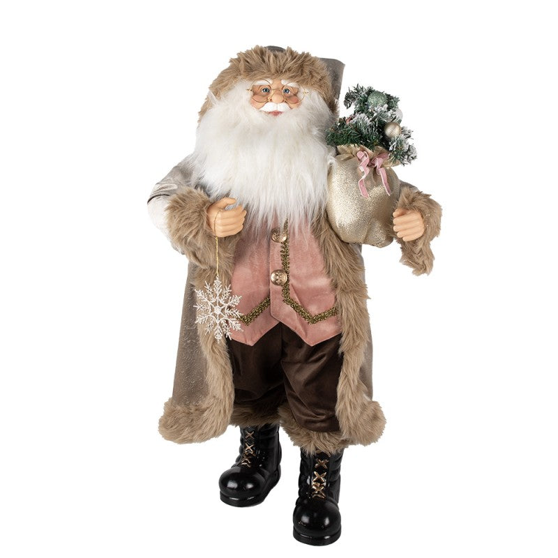 Clayre & Eef Statuetta Babbo Natale 82 cm Beige Rosa Plastica