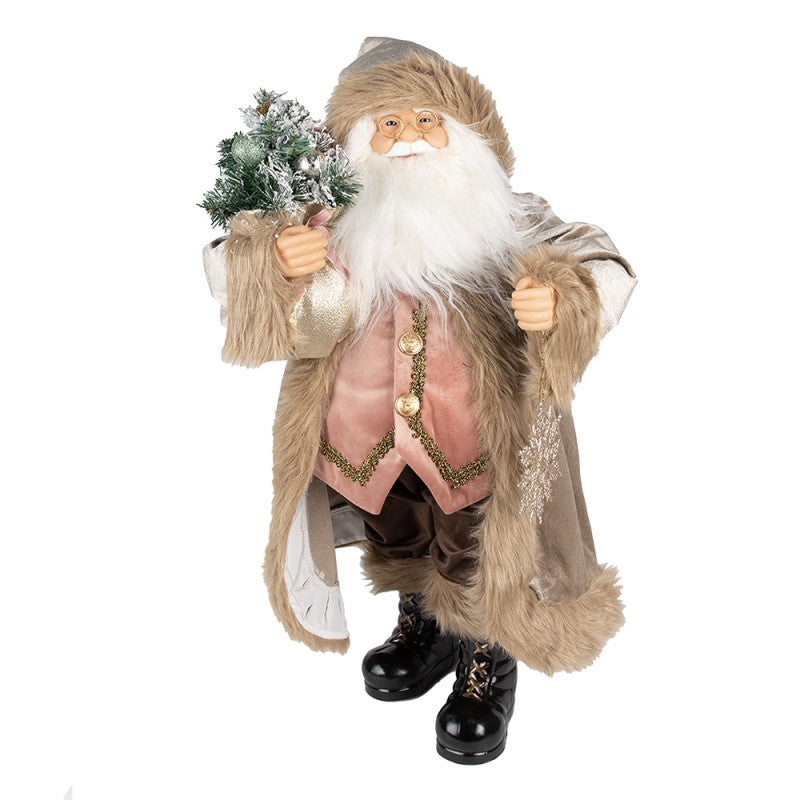 Clayre & Eef Statuetta Babbo Natale 30 cm Beige Plastica