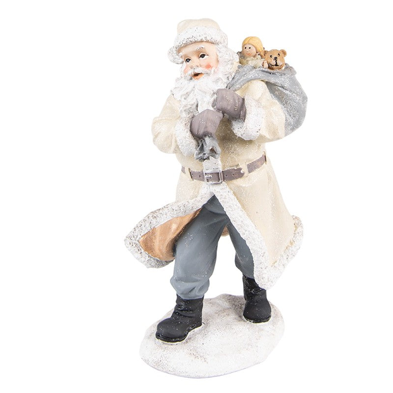 Figurine Santa Claus 21 cm Beige Grey Polyresin Christmas Decoration