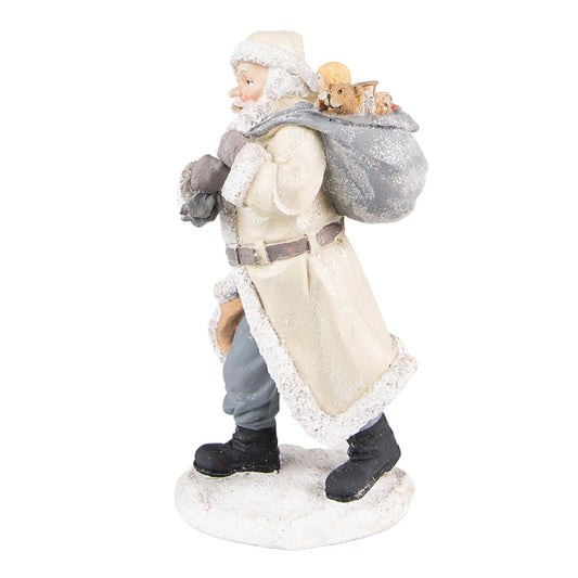 Figurine Santa Claus 21 cm Beige Grey Polyresin Christmas Decoration