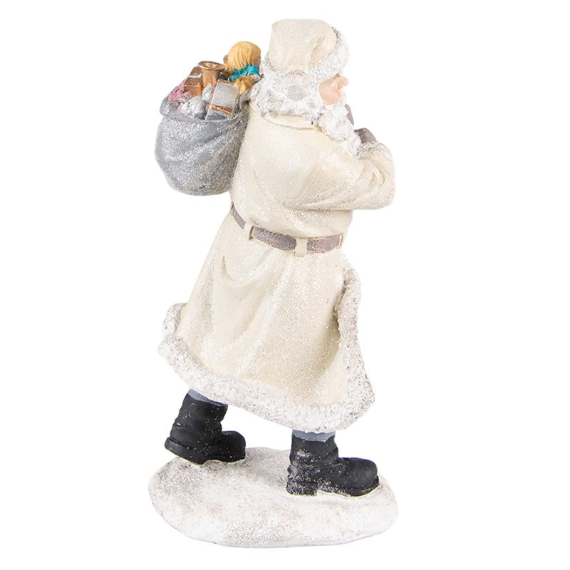 Figurine Santa Claus 21 cm Beige Grey Polyresin Christmas Decoration