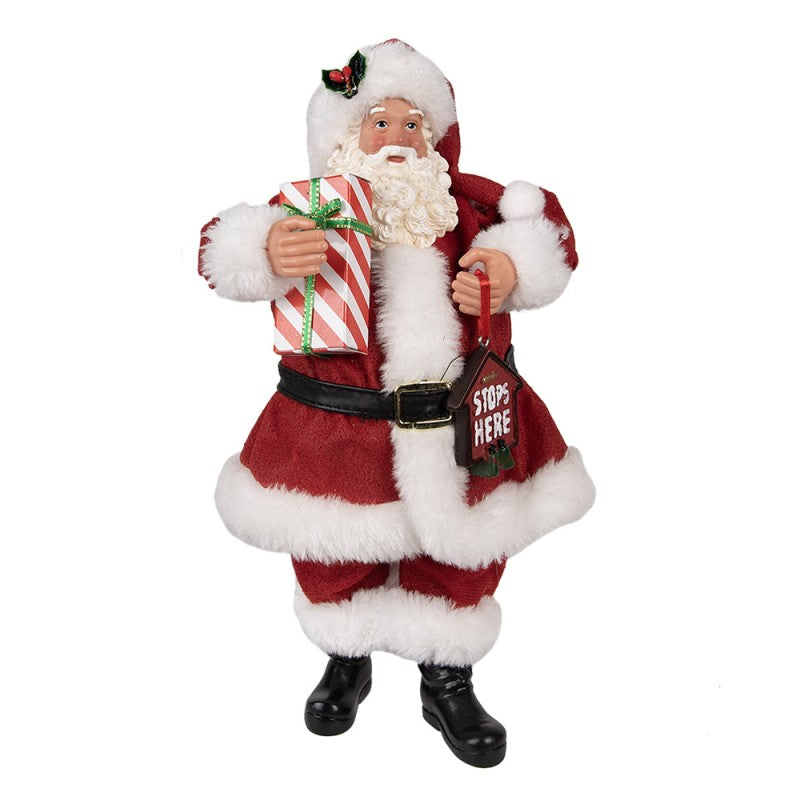 Clayre & Eef Statuetta Babbo Natale 28 cm Rosso Tessuto su plastica