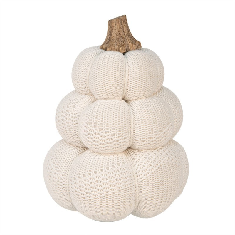 clayre & Eef Decorazione Zucca Ø 13x18 cm Bianco Tessuto