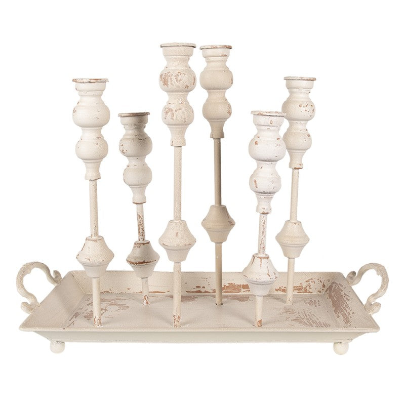 Clayre & Eef Candelabro 55x26x43 cm Bianco