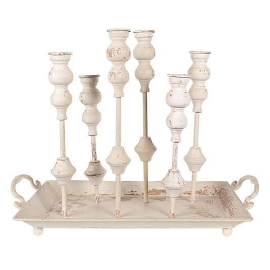 Clayre & Eef Candelabro 55x26x43 cm Bianco
