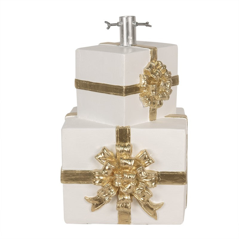 Clayre & Eef Supporto per albero di Natale Regalo 30x28x48 cm Bianco Pelle artificiale Metallica