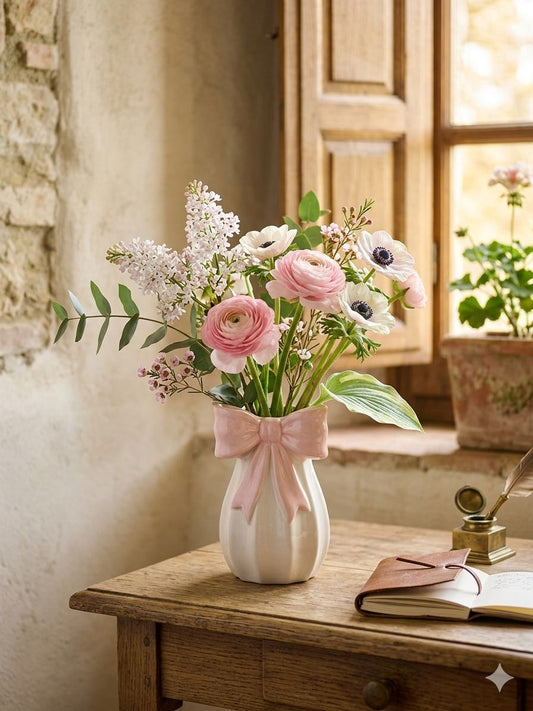VASO CON FIOCCO ROSA HD-19 L'ARTE DI NACCHI